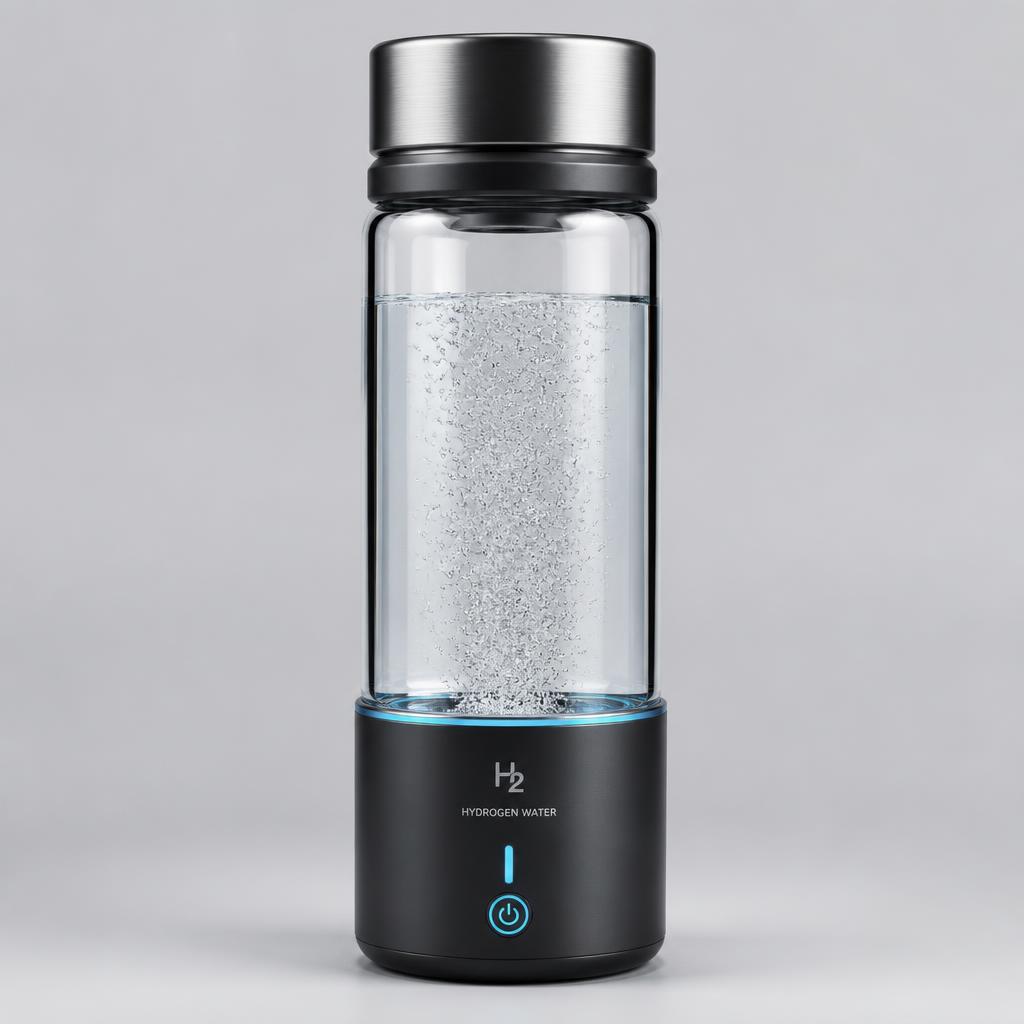 HydrogenIQ H2 cup in midnight black with cyan indicator light