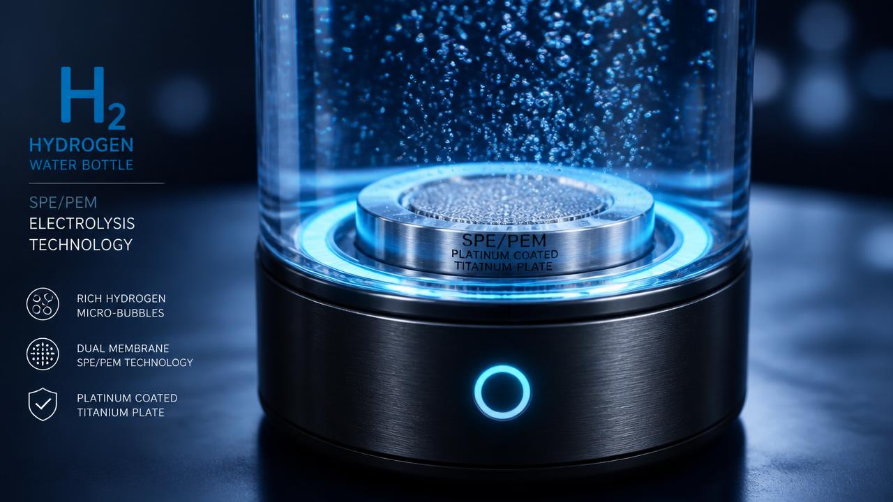 Close-up of the HydrogenIQ H2 SPE/PEM electrolysis plate generating hydrogen micro-bubbles